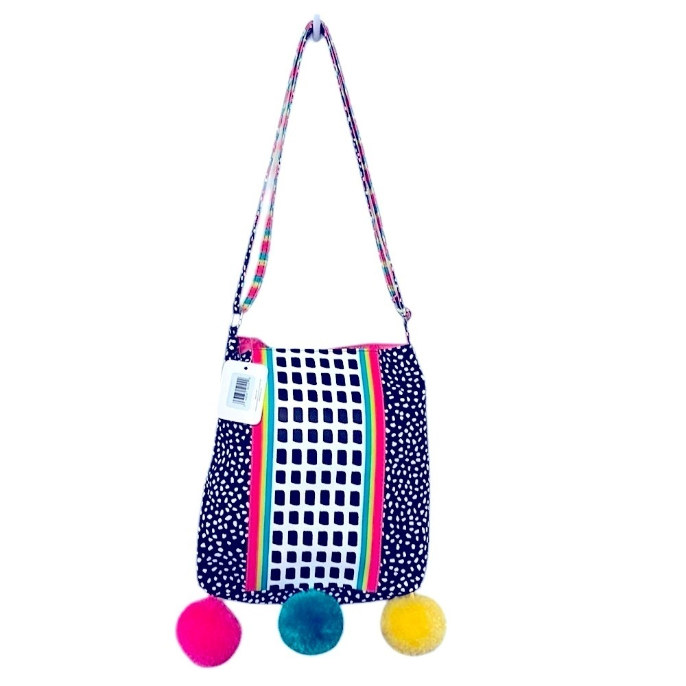 NWT Colorful Pom Pom Bag